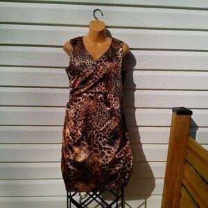 SHAPE FX Leopard 2pc DRESS & BODY shaper slip! New sz. 6 Ruched Flattering style
